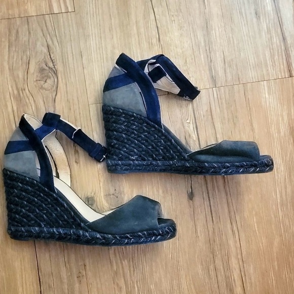 Castaner Grey & BlueSuede Blue Rope Wedge Ankle Wrap Sandals 36. Espadrilles. - Picture 2 of 8